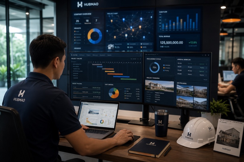 ทีม HUBMAO ใช้ระบบ ERP บริหารโครงการก่อสร้าง — ระบบงานชัดเจน